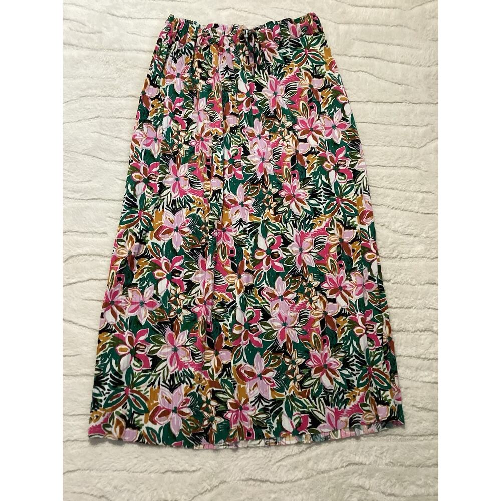 Sabrina Lauren Floral Skirt Women L Elastic Waist Tropical Print